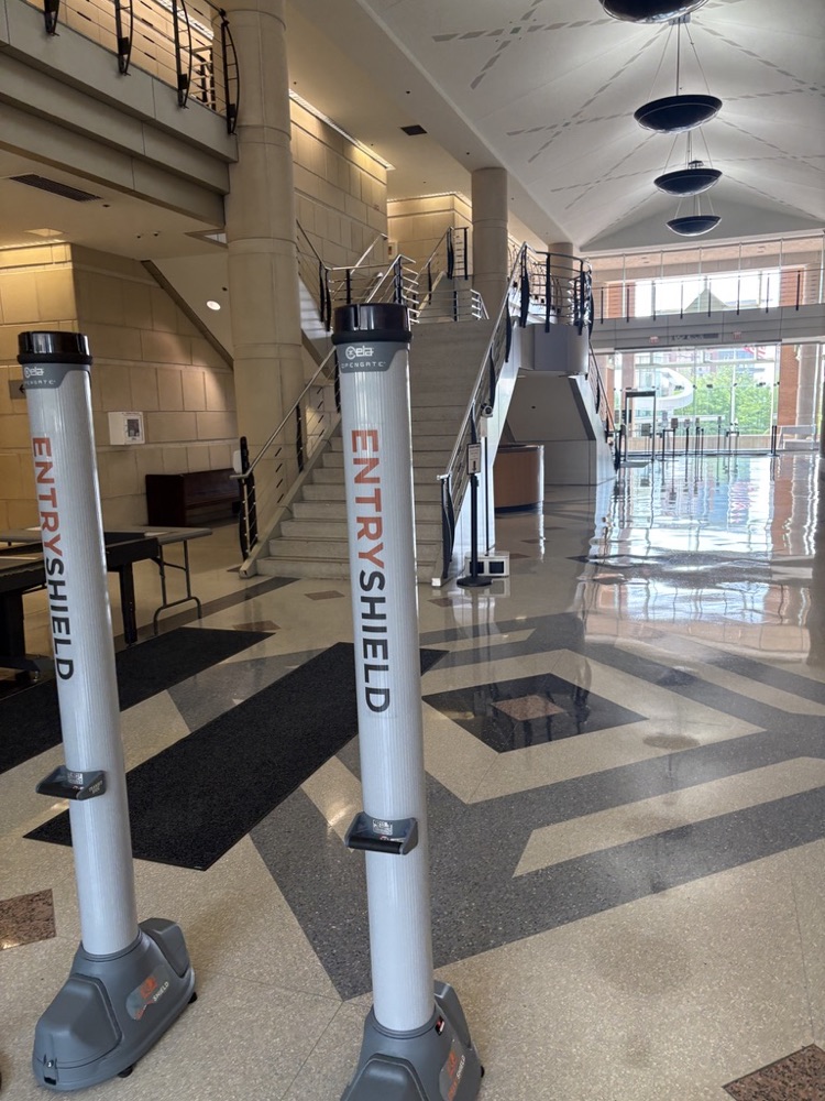 Entry Shield rental screening setup at an event