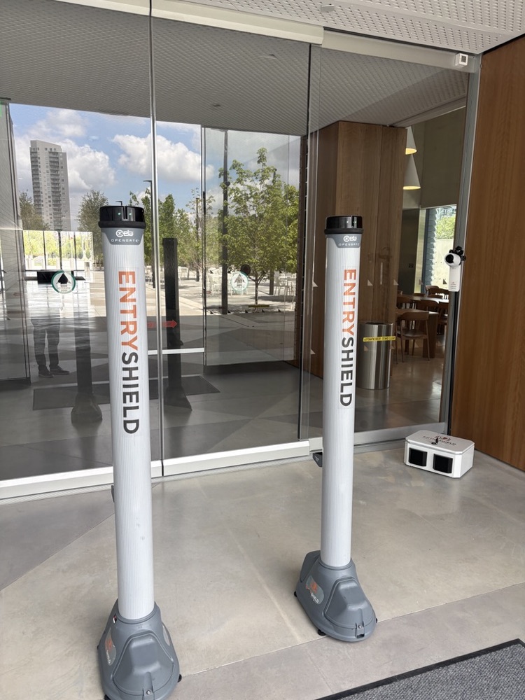 Entry Shield rental screening setup at an event