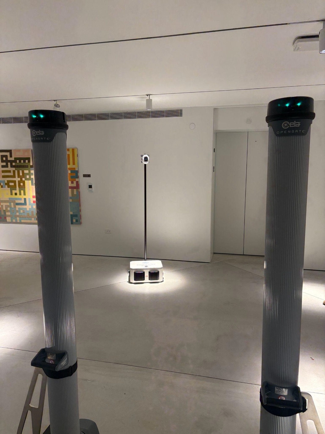 CEIA OpenGate weapons detection pillars with the Entry Shield Mobile Box